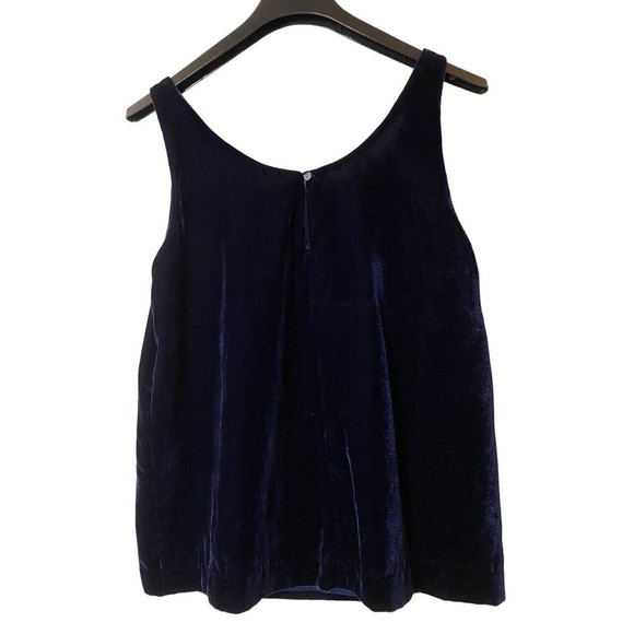 New J. Crew Blue Velvet lined Tank Top Cami Sleeveless round neck Drapey Sz 2 - Picture 10 of 11